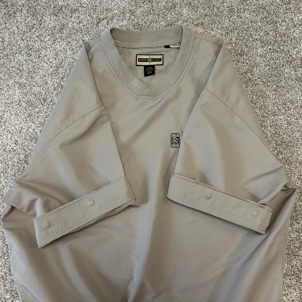 Vintage Rolls-Royce Short Sleeve Windbreaker Pullover Men Siz Medium Golf Preppy